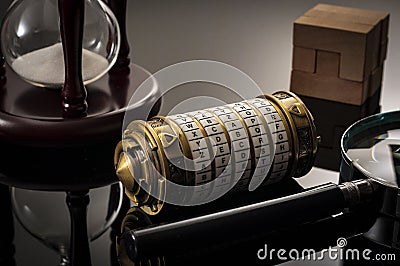 Escape the room or escape game, is a physical game where players are locked in a room and a required to examine clues and solve a Stock Photo